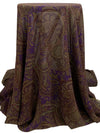 Coffee/Royal Purple/Dark Olive Green 100% Rayon Ornate Paisley Scrolls Print Georgette 54W