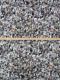 Sepia/Pale Gray/Olive/Multi Rayon/Lycra Dog Photo Collage Print Jersey Knit - Imported From Italy - 52W