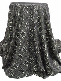 Black/Stone Taupe Polyester/Lycra Diamond Lace With Knit Backing - NY Designer - 60W