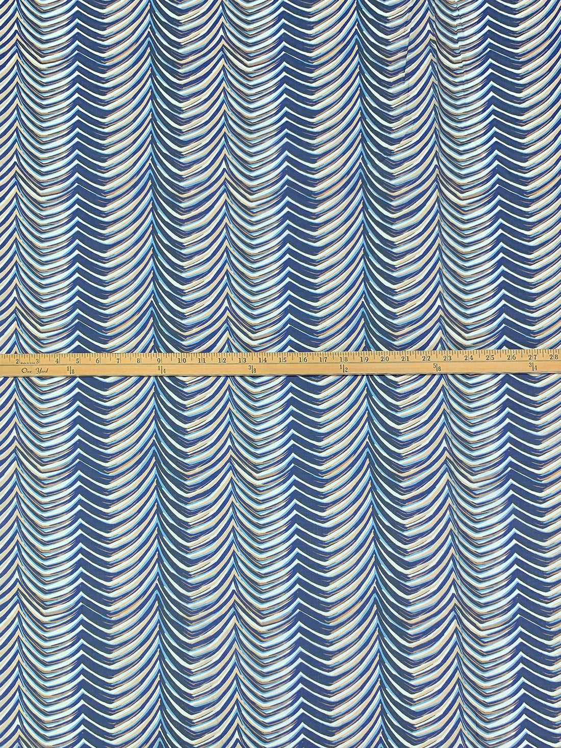 Dark Blue/Light Steel Blue/White 100% Cotton Abstract Print Voile - Imported From Italy - 56W