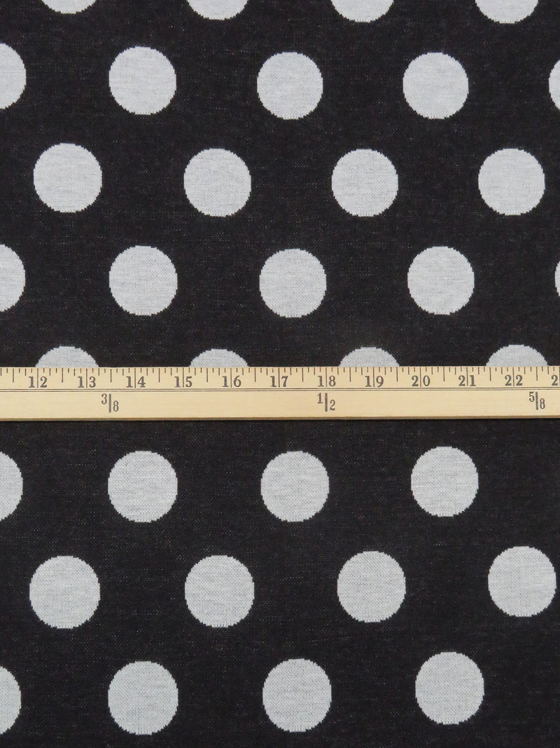 Black/Ghost White Polyester/Rayon/Spandex Polka Dot Jacquard Double Knit - NY Designer - 57W