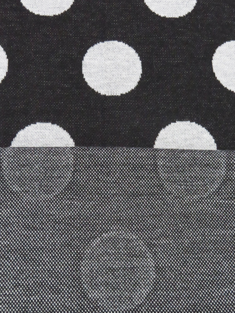 Black/Ghost White Polyester/Rayon/Spandex Polka Dot Jacquard Double Knit - NY Designer - 57W