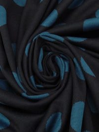 Black/Dark Pacific Blue Polyester/Rayon/Spandex Polka Dot Jacquard Double Knit - NY Designer 57W