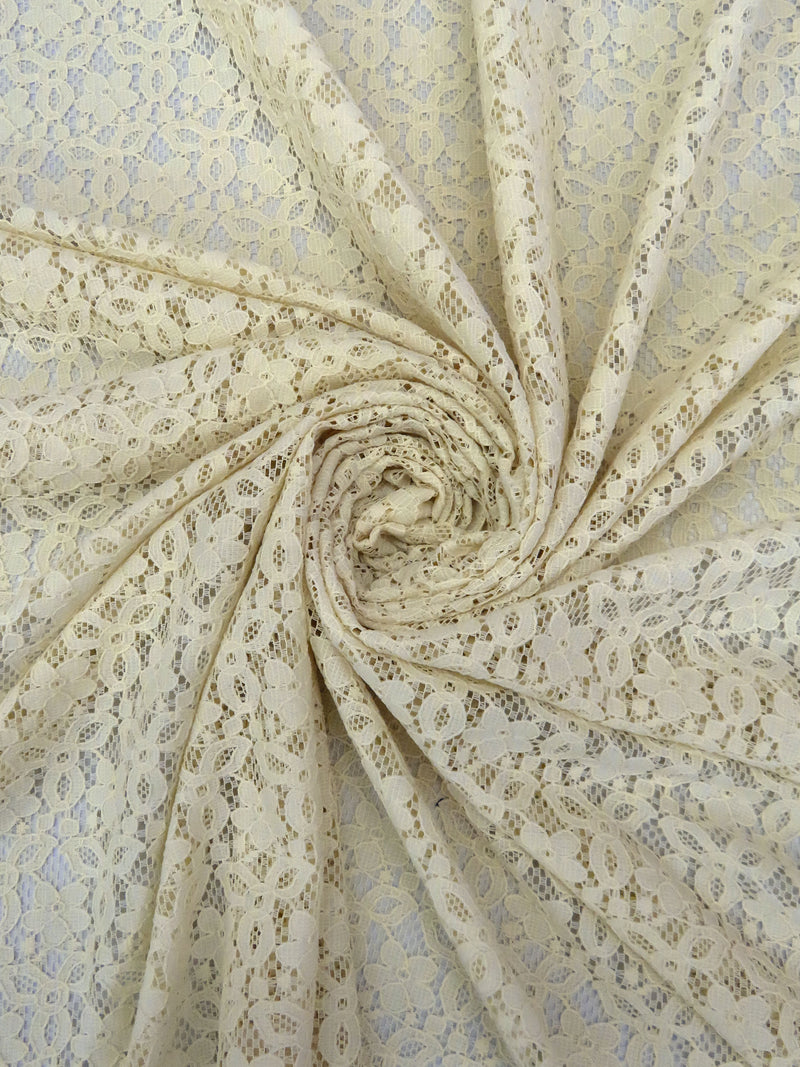 French Vanilla 100% Polyester Floral Weave Lace 44W