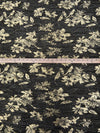 Black/Gold Polyester/Metallic/Lycra Floral Foil Print Pleated Sheer Knit - NY Designer - 54W