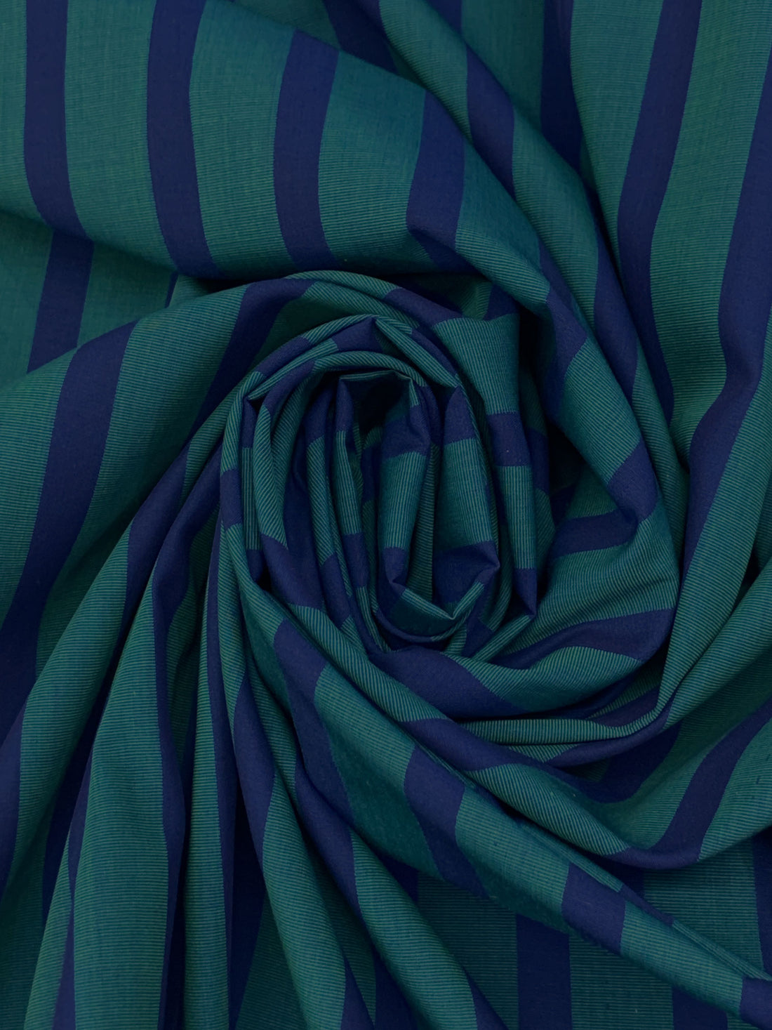 Indigo Blue/Peacock Teal 100% Cotton Vertical Yarn-Dyed Stripe Shirting - NY Designer - 58W