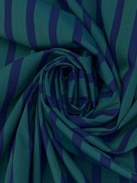 Indigo Blue/Peacock Teal 100% Cotton Vertical Yarn-Dyed Stripe Shirting - NY Designer - 58W