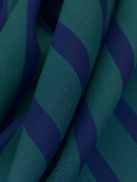 Indigo Blue/Peacock Teal 100% Cotton Vertical Yarn-Dyed Stripe Shirting - NY Designer - 58W
