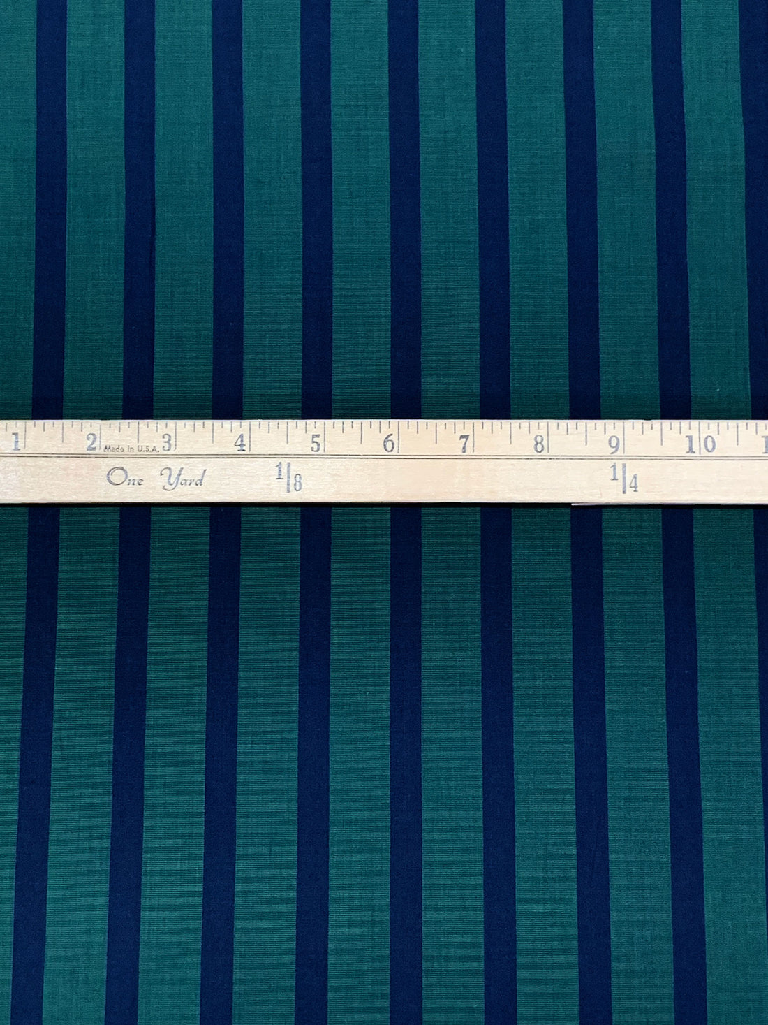 Indigo Blue/Peacock Teal 100% Cotton Vertical Yarn-Dyed Stripe Shirting - NY Designer - 58W