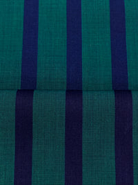 Indigo Blue/Peacock Teal 100% Cotton Vertical Yarn-Dyed Stripe Shirting - NY Designer - 58W