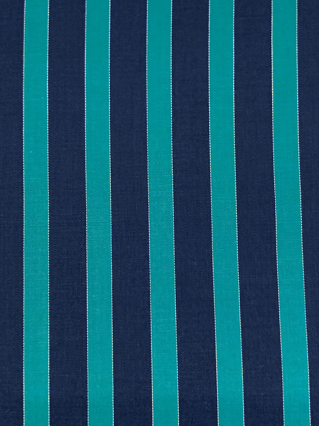 Prussian Blue/Teal 100% Cotton Vertical Yarn-Dyed Stripe Shirting - NY Designer - 58W