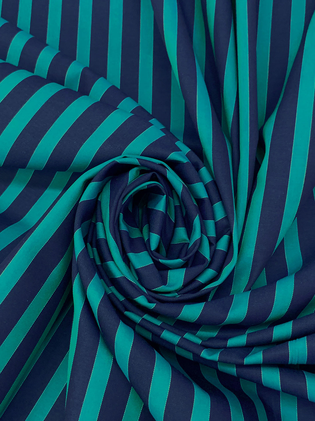 Prussian Blue/Teal 100% Cotton Vertical Yarn-Dyed Stripe Shirting - NY Designer - 58W