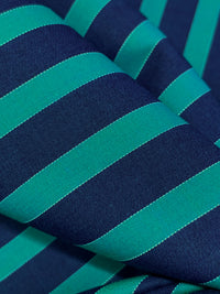 Prussian Blue/Teal 100% Cotton Vertical Yarn-Dyed Stripe Shirting - NY Designer - 58W