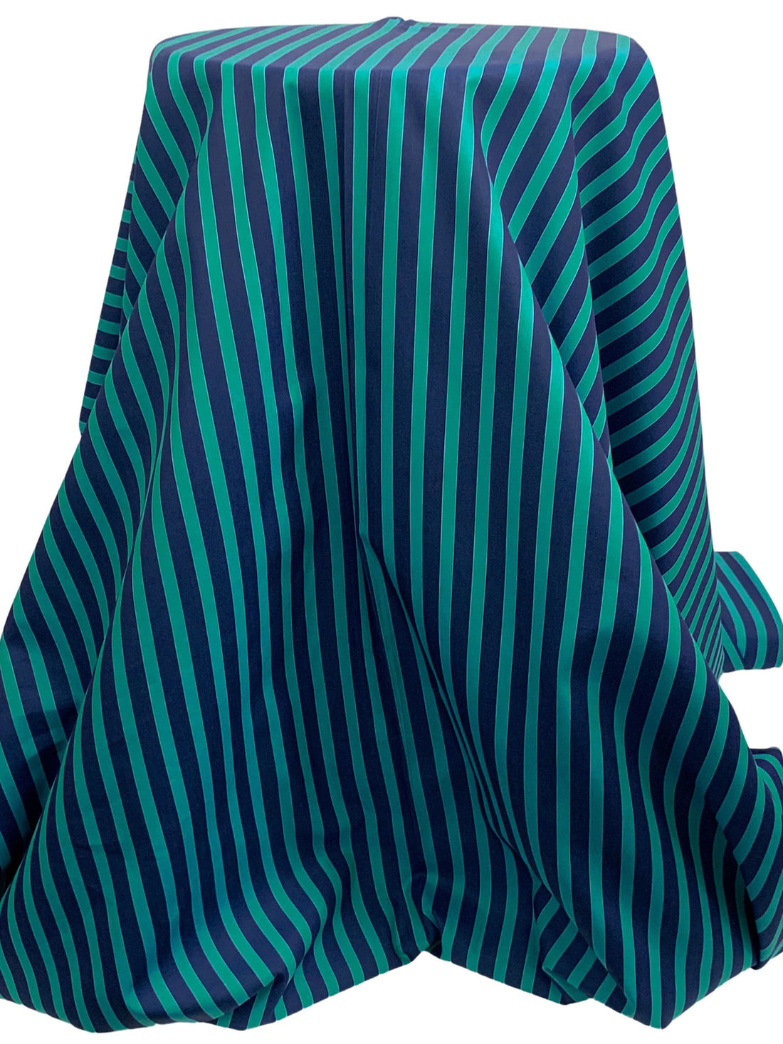 Prussian Blue/Teal 100% Cotton Vertical Yarn-Dyed Stripe Shirting - NY Designer - 58W