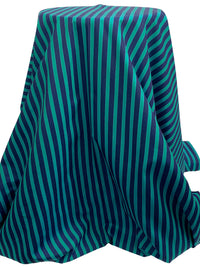 Prussian Blue/Teal 100% Cotton Vertical Yarn-Dyed Stripe Shirting - NY Designer - 58W