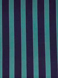 Indigo/Deep Turquoise 100% Cotton Vertical Yarn-Dyed Stripe Shirting - NY Designer - 58W