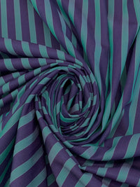 Indigo/Deep Turquoise 100% Cotton Vertical Yarn-Dyed Stripe Shirting - NY Designer - 58W