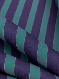 Indigo/Deep Turquoise 100% Cotton Vertical Yarn-Dyed Stripe Shirting - NY Designer - 58W