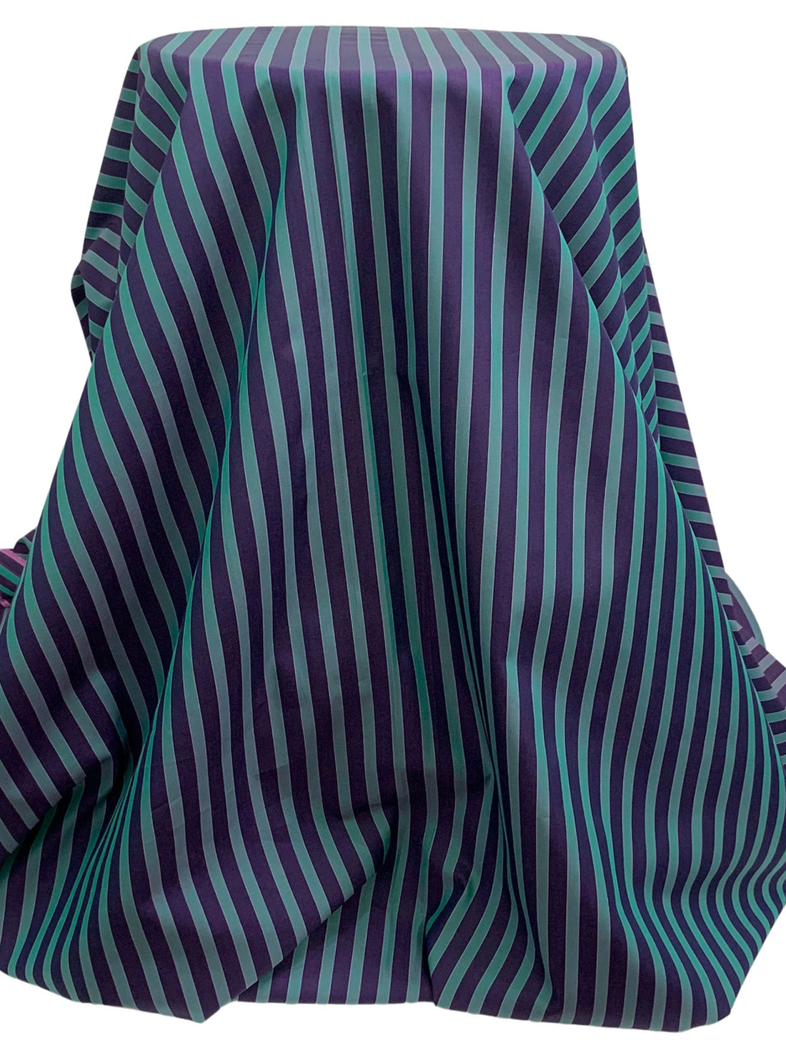 Indigo/Deep Turquoise 100% Cotton Vertical Yarn-Dyed Stripe Shirting - NY Designer - 58W