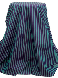 Indigo/Deep Turquoise 100% Cotton Vertical Yarn-Dyed Stripe Shirting - NY Designer - 58W