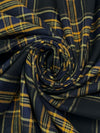 Black/Navy Blue/Goldenrod/Multi 100% Cotton Plaid Flannel - NY Designer - 44W