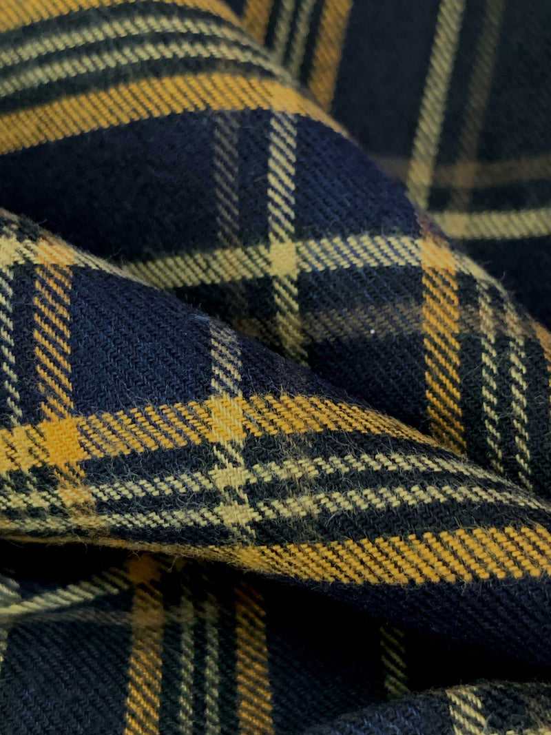 Black/Navy Blue/Goldenrod/Multi 100% Cotton Plaid Flannel - NY Designer - 44W