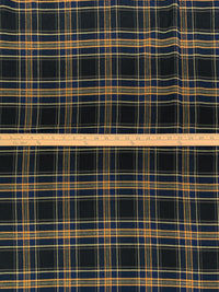 Black/Navy Blue/Goldenrod/Multi 100% Cotton Plaid Flannel - NY Designer - 44W