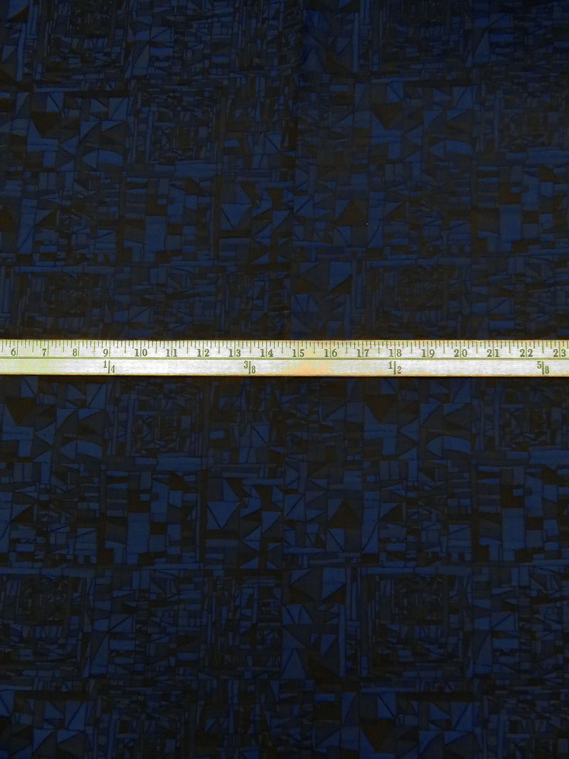 Dark Blue/Midnight Navy/Black 100% Polyester Geometric Mosaic Weave Jacquard - NY Designer - 54W