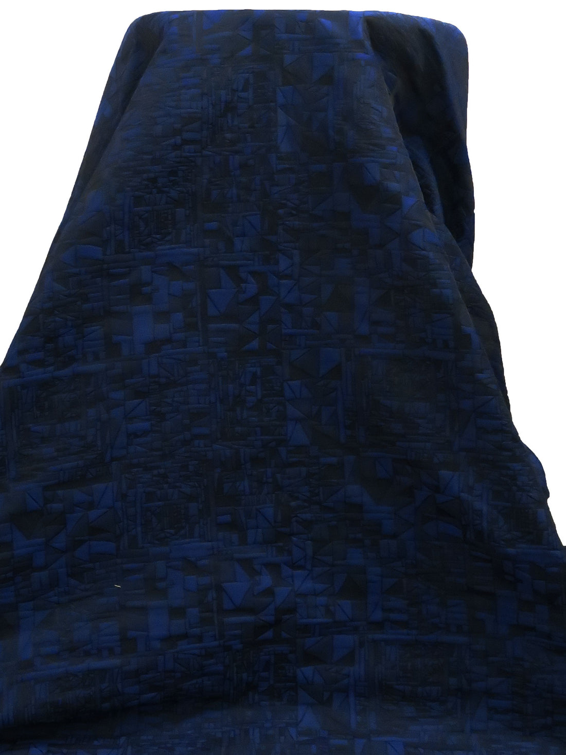 Dark Blue/Midnight Navy/Black 100% Polyester Geometric Mosaic Weave Jacquard - NY Designer - 54W