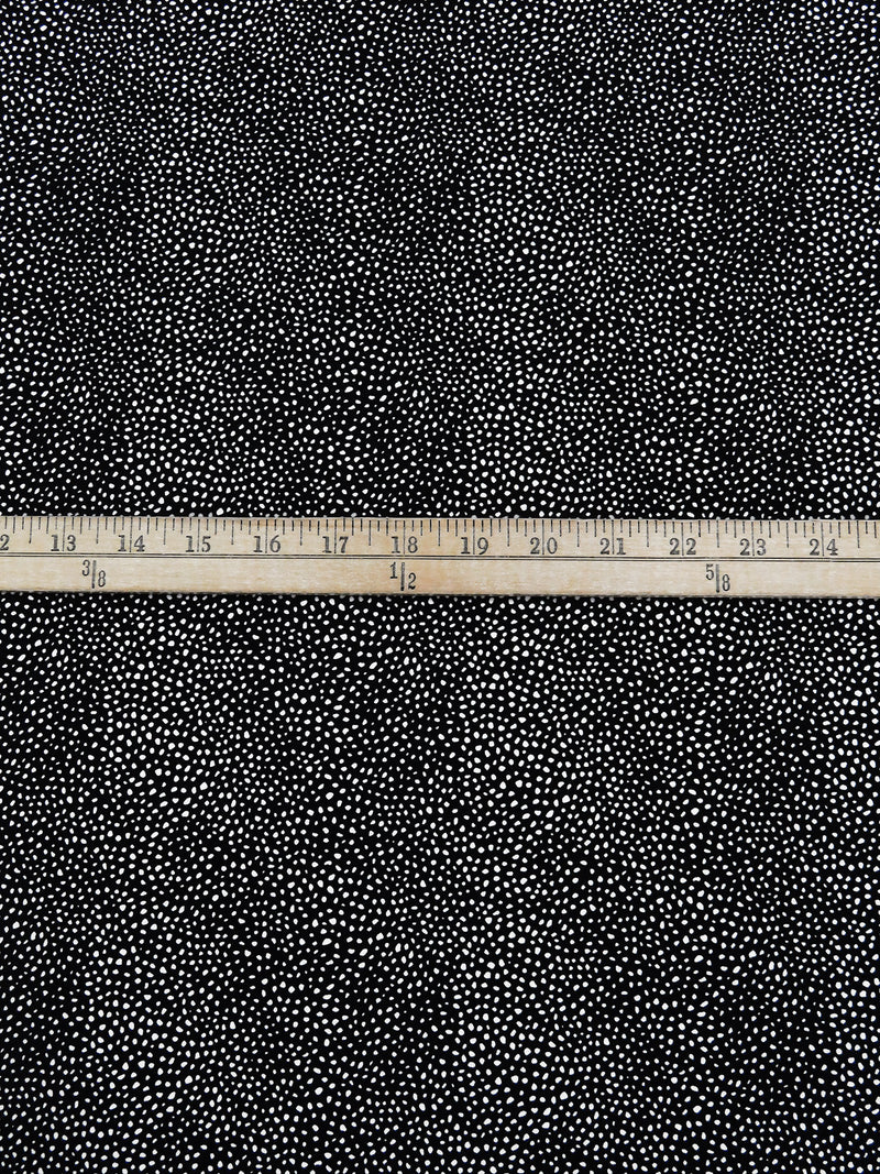 Black/White 100% Polyester Scattered Abstract Dot Print Peachskin Blouse Weight Woven - Imported From Italy - 58W