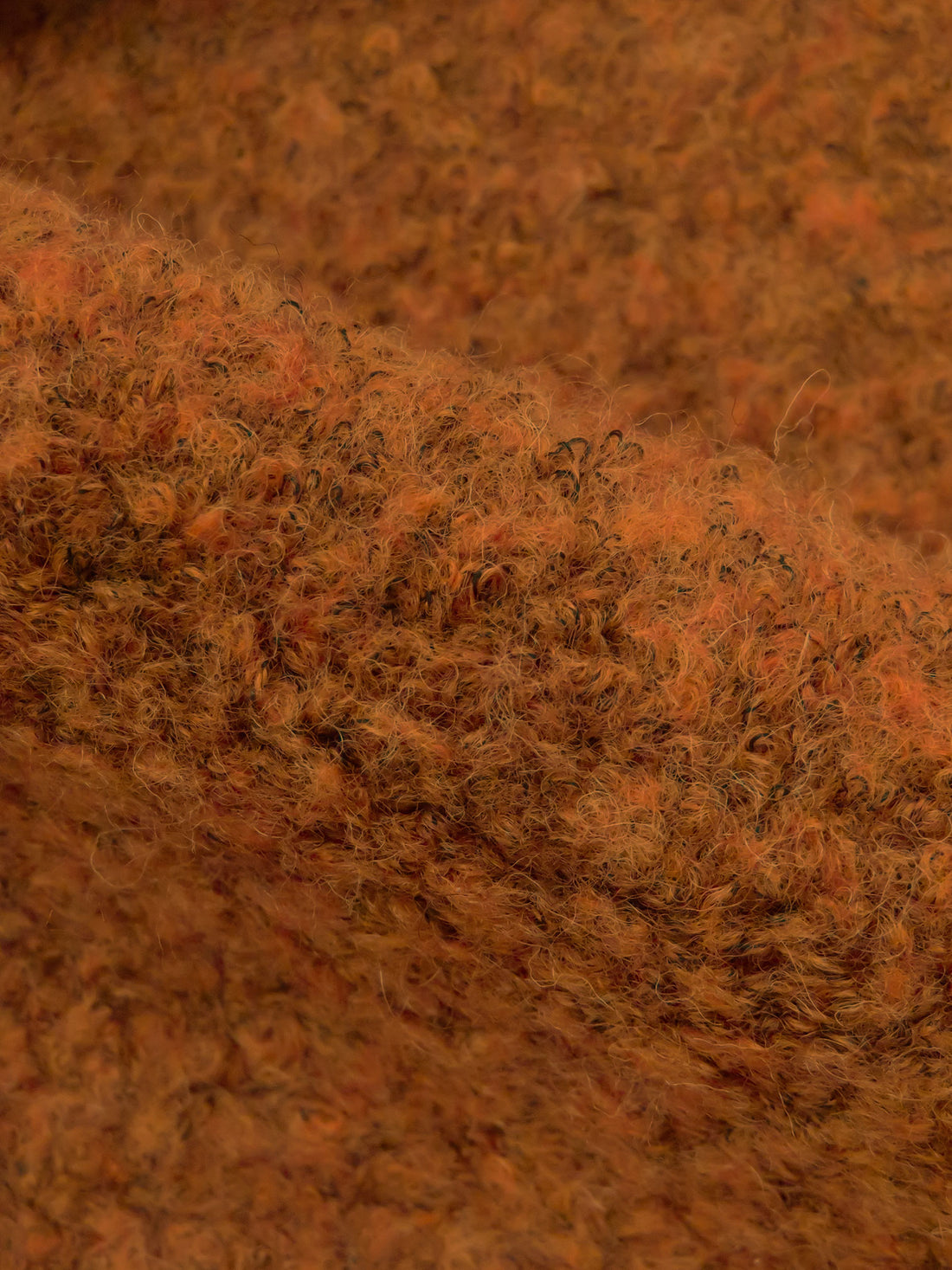 Muted Pumpkin/Black Wool/Nylon/Lycra Looped Chunky Sweater Knit - Imported From Italy - 57W