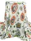 Soft Ivory/Royal Autumn/Navy/Black 100% Polyester Abstract Medallion Print Crinkle Chiffon - Imported From Italy - 58W