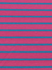 Dark Fruit Punch/Deep Cerulean Cotton/Polyester Horizontal Stripe Interlock Knit 64W