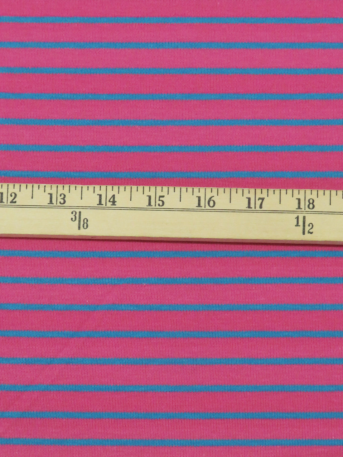 Dark Fruit Punch/Deep Cerulean Cotton/Polyester Horizontal Stripe Interlock Knit 64W