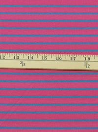 Dark Fruit Punch/Deep Cerulean Cotton/Polyester Horizontal Stripe Interlock Knit 64W