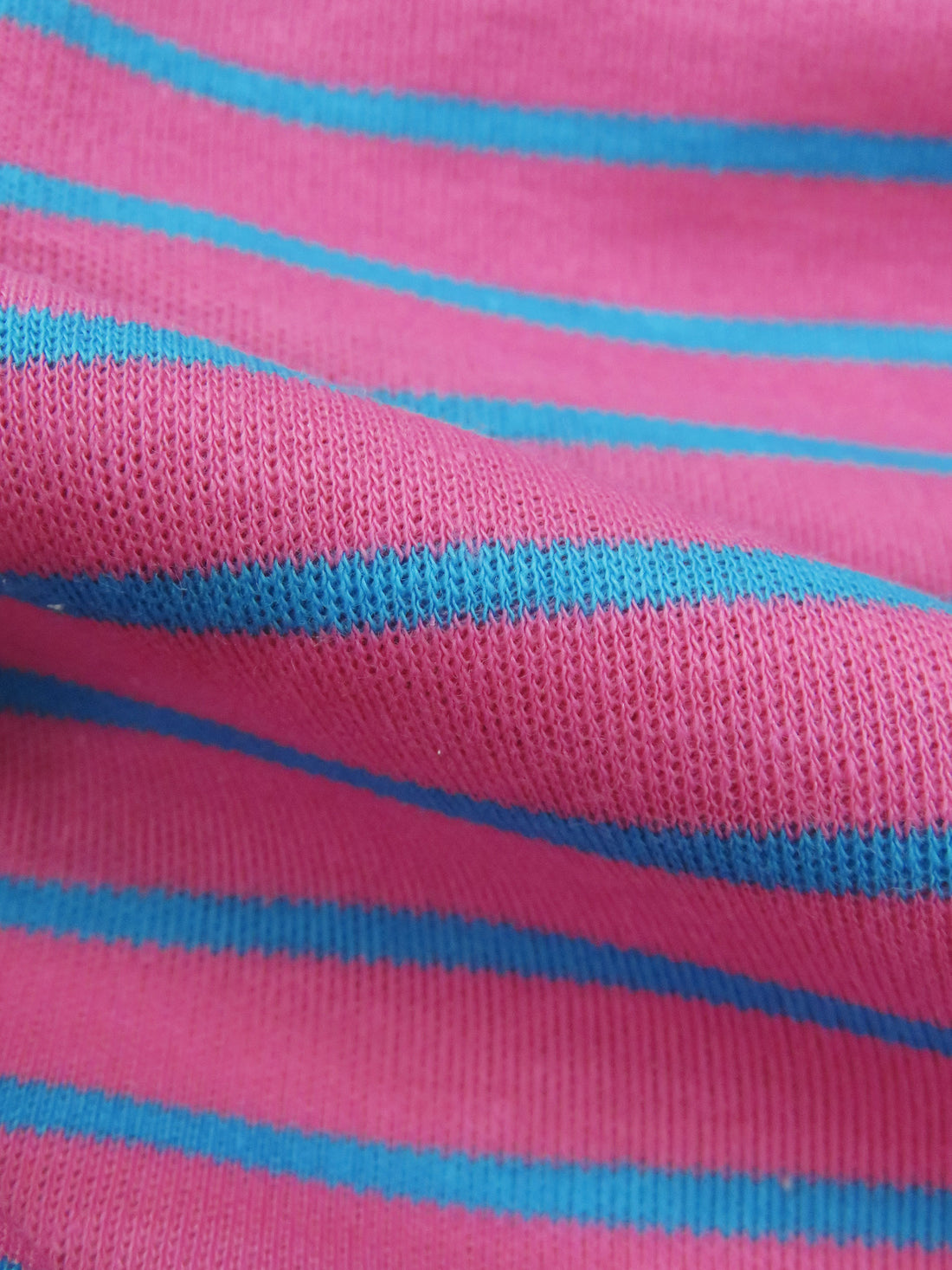 Dark Fruit Punch/Deep Cerulean Cotton/Polyester Horizontal Stripe Interlock Knit 64W