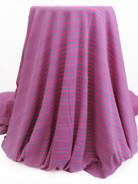 Dark Fruit Punch/Deep Cerulean Cotton/Polyester Horizontal Stripe Interlock Knit 64W