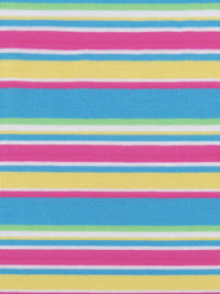 Sky Blue/Fruit Punch Pink/Lemon/Multi Cotton/Polyester Horizontal Stripe Jersey Knit 58W