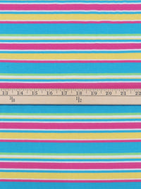 Sky Blue/Fruit Punch Pink/Lemon/Multi Cotton/Polyester Horizontal Stripe Jersey Knit 58W