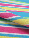 Sky Blue/Fruit Punch Pink/Lemon/Multi Cotton/Polyester Horizontal Stripe Jersey Knit 58W