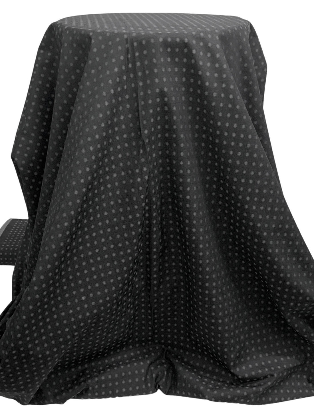 Titanium/Black 100% Cotton Novelty Grid Diamond Weave Jacquard Shirting - Imported From Italy - 57W