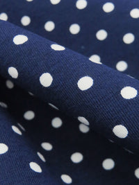 Navy/White Cotton/Lycra Mini Polka Dot Print Jersey Knit 58W