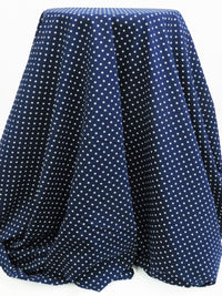 Navy/White Cotton/Lycra Mini Polka Dot Print Jersey Knit 58W