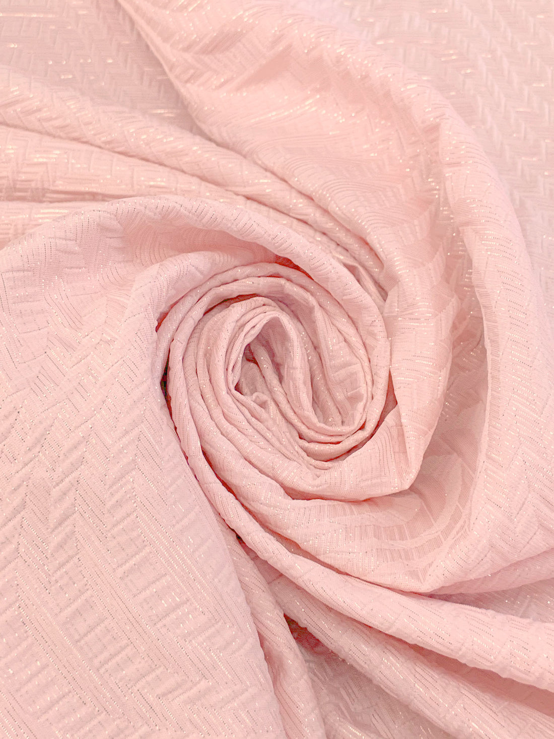 Baby Pink/Gold Polyester/Metallic Novelty Waves Weave Brocade - NY Designer - 54W
