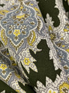 Olive Drab/Straw/Eggshell/Dark Silver 100% Rayon Damask Print Challis 43W