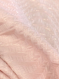 Baby Pink/Gold Polyester/Metallic Novelty Waves Weave Brocade - NY Designer - 54W