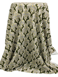 Olive Drab/Straw/Eggshell/Dark Silver 100% Rayon Damask Print Challis 43W