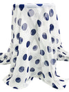 White/Midnight Blue 100% Polyester Polka Dot Print Chiffon 43W