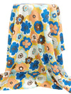Old Gold/Cyan Cobalt Blue/Apricot/White 100% Rayon Floral Print Challis 43W