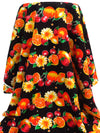 Black/Sunset Yellow/Orange/Multi 100% Rayon Fruit Stripe Print Challis - NY Designer - 43W